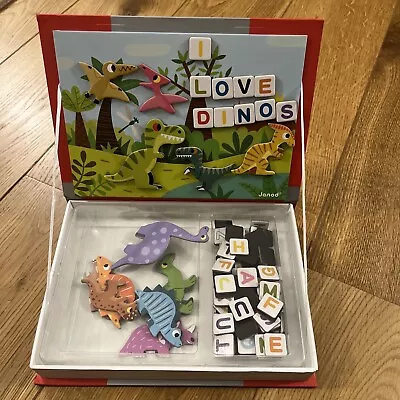 Janod Magneti' Book Dinosaurs 128 Part Educational Magnetic Game Age 3-8 • £10