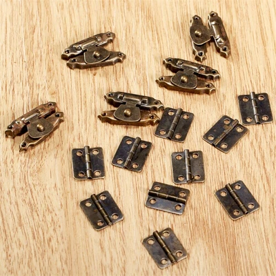 $4.83 • Buy 5pcs Antique Bronze Decorative Cabinet Jewelry Box Latch Hasp + 10pc Mini Hinges