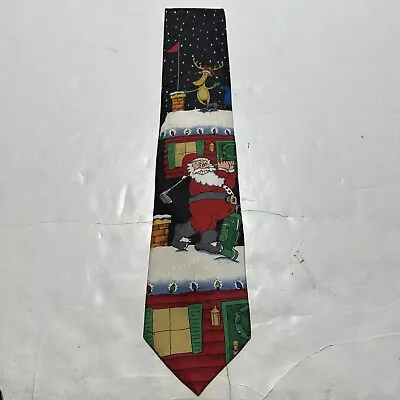 Vintage Christmas Men's Necktie Tie Silk Santa Golf Funny Holiday SpecialTies • $12