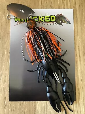 WHACKED LURES ~ 3/4oz CRAY CHATTERBAIT ~ BLACK VOLCANO ~ 5  Crayfish Trailer • $17.99
