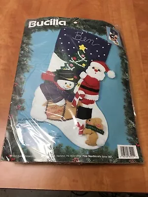 Vintage Bucilla Stocking Kit Decorating Santa Snowman Christmas 18  1994 83203 • $19.98