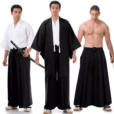 Japanese Samurai Kimono Set Kendo Gi Hakama Pants Haori Jacket Cosplay Costume • $29.90
