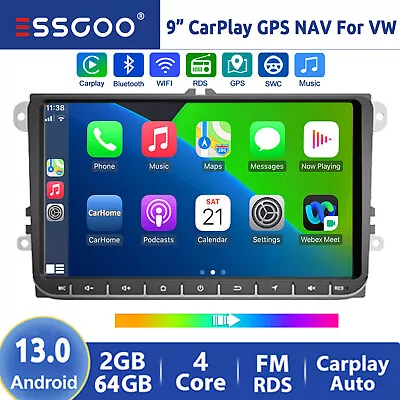 2+64GB Android 13 Car Radio Stereo For VW Volkswagen Polo GPS CarPlay Bluetooth • $124.48