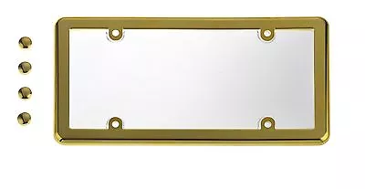 UNBREAKABLE Clear License Plate Shield Cover + GOLD Frame For SAAB • $9.75