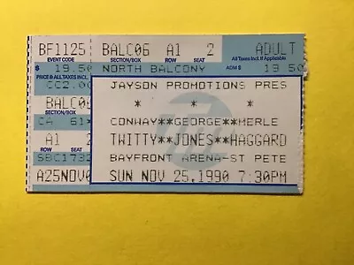 Merle Haggard George Jones Conway Twitty 1990 Concert Ticket Stub St. Pete FL • $73.16