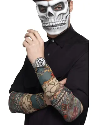 Day Of The Dead Tattoo Sleeve Mexican Festival Fancy Dress Costume Accessory • $6.40