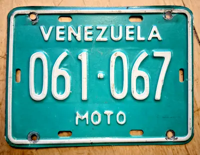 1990's  Venezuela Moto Motorcycle Cycle  License Plate   061 067   South America • $30.99