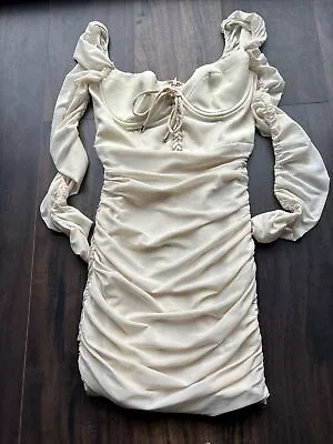 Oh Polly Cream Bodycon Dress Size 8 • £10
