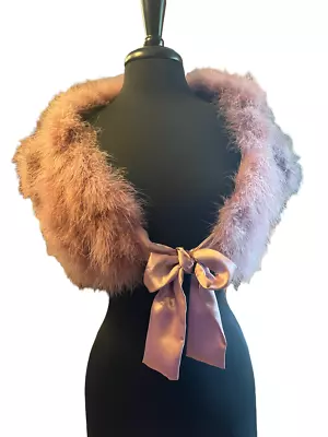 Real Ostrich Feather Fur Shrug Cape Bride Wedding Prom Shawl Wrap Soft 3 Colors • $30