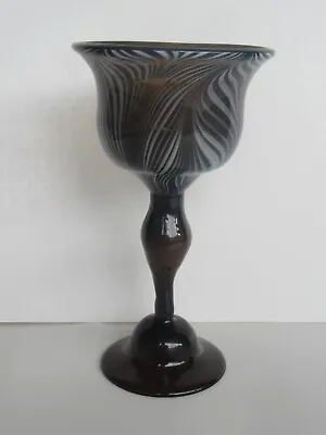 Vandermark Doug Merritt Amber Art Glass Compote / Goblet Signed • $44.95