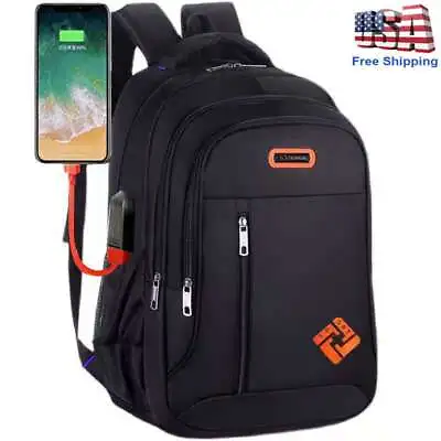 Waterproof Laptop Backpack Bookbag 17  School Travel Bag With USB Charging Port • $13.97