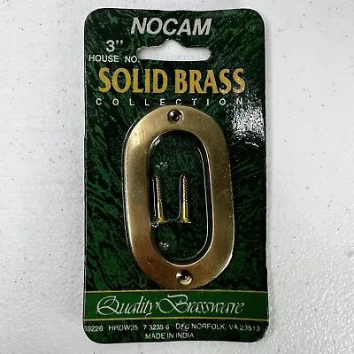 VTG. Nocam 3  Solid Brass Address House Number With Hardware (Classic Style) 0 • $4.95