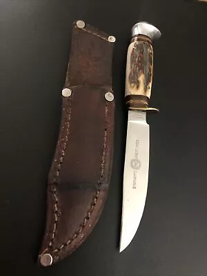 💥Nr MINT  Vintage W.BINGHAM Germany STAG Fixed Blade Hunting Knife W/Sheath • $35