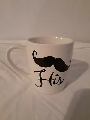 His Curly Mustache White With Black Coffee Water Tea Cup Mug • $8