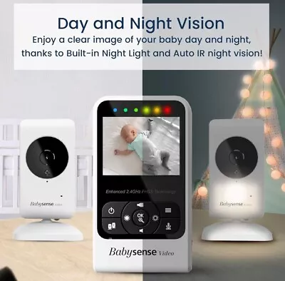 BabySense Video Baby Monitor W Camera & Audio 2.4  Display Long Range • £81.49