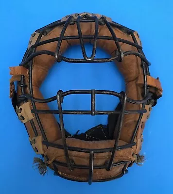 VINTAGE 1940s WILSON W-342 CATCHERS MASK Metal & Leather - Nice Leather • $120