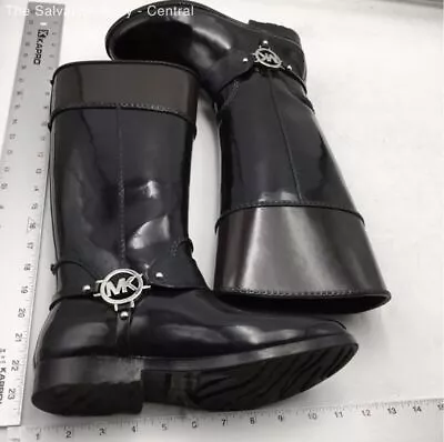 Michael Kors Womens Black Round Toe Knee High Pull-On Rain Boots Size 8M • $14