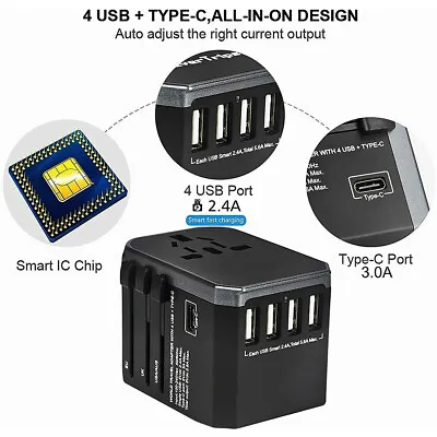 $28.59 • Buy USB Type C Universal International Travel Adapter  QC3.0 For Android IPhone IPad