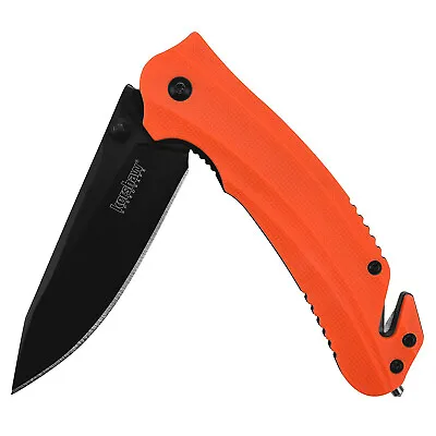 Kershaw BARRICADE Folding Knife-Modified Clip Point-Orange/Black Oxide-8650 • $29.49