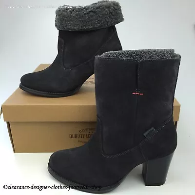 £52.49 • Buy Levis Sancho Heel Fur Boots Womens Roll Up Grey Suede Boots Uk 4.5 Rrp £120