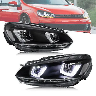 Pair LED Headlights For Volkswagen Golf 6 MK6 2010-2014 W/Sequential Indicator • $214