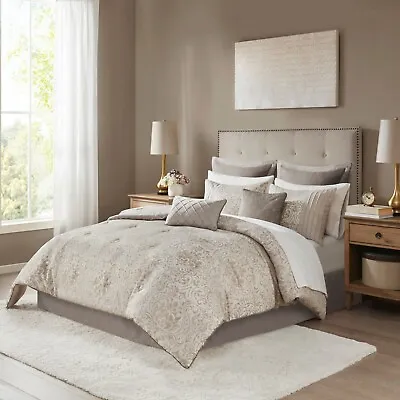Madison Park Emilia 12 Piece Jacquard Comforter Set With Bed Sheets • $169.90