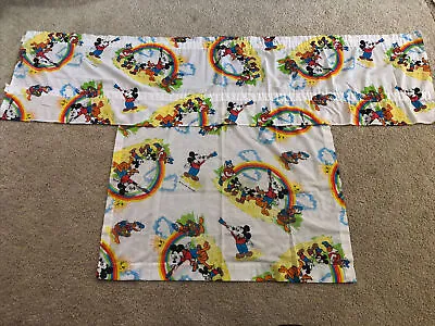 Vintage Disney Mickey Mouse Handmade Curtains Set Of 2 Painting Rainbows • £16.38