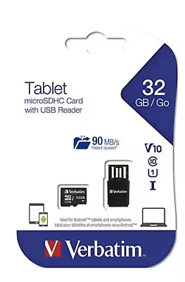 Verbatim File Storage U1 Micro SDHC 32GB Memory Card USB Reader For Tablet (NEW) • $24.98