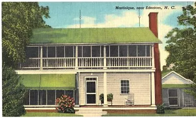 Linen Postcard Martinique Edenton North Carolina Nc Home Of James Wallace • $5