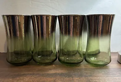 8 Mercury Fade Silver Ombre Green Base Drinking Glasses Tumblers 12oz RARE • $42.70