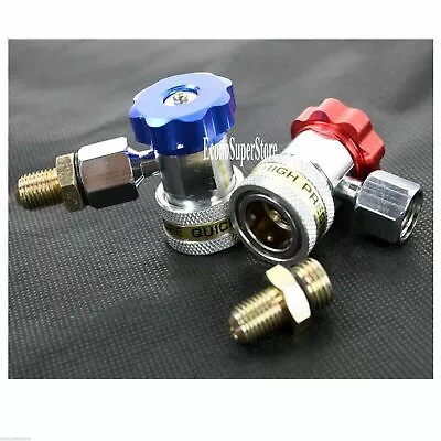 Deluxe Adjustable AC R134a Quick Coupler Connector  Adapter 1/4  SAE HVAC • $18.99