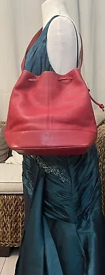 Guy Laroche Paris Leather Bucket  In Red Shoulder Bag (121) • $68