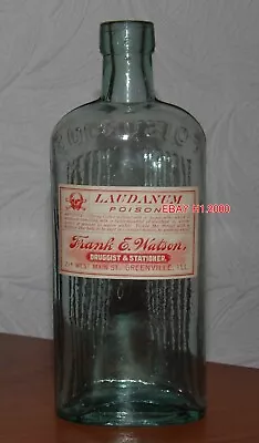 Skull & Crossbones Laudanum Opium Poison Bottle Frank E. Watson Greenville Ill. • $24.85