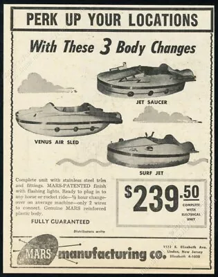 1953 Mars Jet Saucer Venus Surf Air Sled Coin-op Kiddie Ride Photo Vintage Ad • $9.99