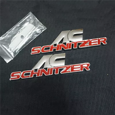 Chrome Silver Red AC SCHNITZER Metal Grille Emblem + Sticker Badge Decal Car AWD • £14.39