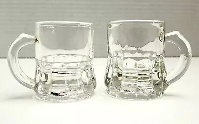 2 Tiny Vintage Federal Glass Clear Stein Mug Toothpick Holder/Shot Glass EUC • $9.99