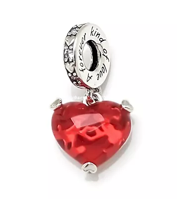 100% PANDORA Disney Mickey & Minnie Mouse Kiss Red Murano Glass Charm 792522C01 • $76.50