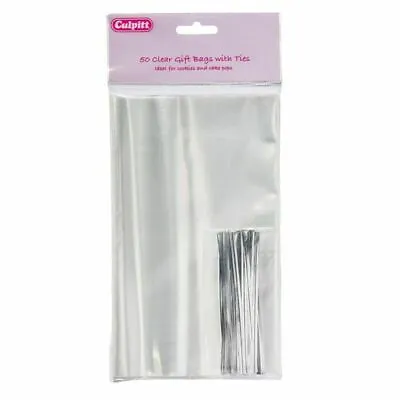 Culpitt 50 Favour Bags Gift With Ties Cookies Cake Pop Wedding Favours 101x152mm • £4.49