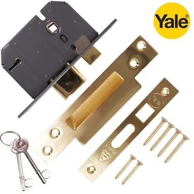 Polished Brass 76mm MORTICE SASH LOCK 5 Lever External Doors BS3621 Insurance • £33.64