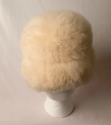 VTG 60'S 70'S Plush MOD Pouf Russian Ivory White Fox ? FUR Turban Bucket Hat • $29.99