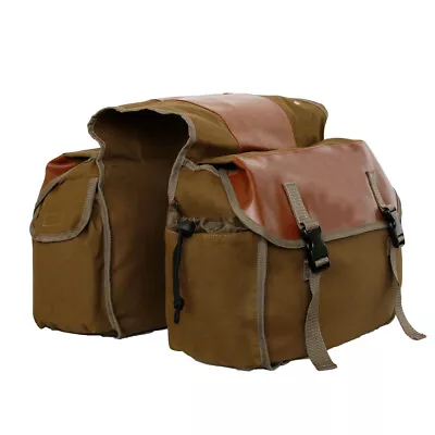 Brown Motorcycle Side Saddle Bags Panniers Pouch Luggage Storage Tool Bag Canvas • $27.31