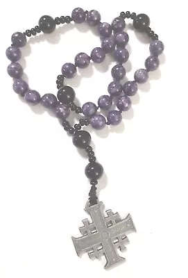 Anglican Prayer Beads Episcopal Purple Gemstone Rosary • $44.99