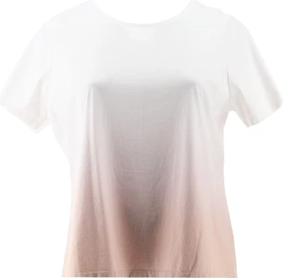 $18.98 • Buy Denim& Co Dip Dye Perfect Jersey Round Neck Knit Top Wood Rose 1X NEW A488238