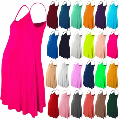 £3.99 • Buy Womens Ladies Strappy Sleeveless Maternity Plain Floaty Flared Long Swing Dress