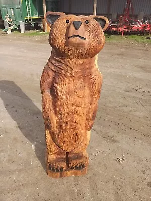 Chainsaw Carving Bear Great Gift Idea Elm Wood Home Garden  Sculpture Art Craft  • £420