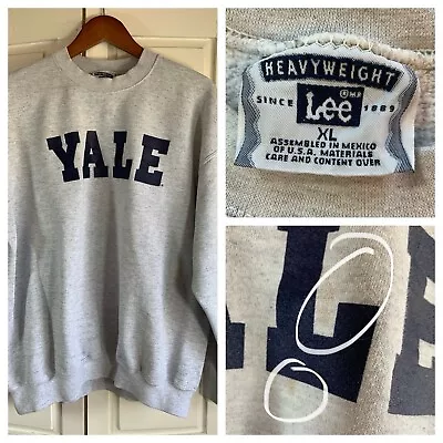 Vtg Lee Heavyweight Sweatshirt Mens XL Yale University Bulldogs Gray Ivy READ • $22