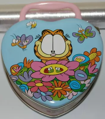 Vintage Garfield Heart Shaped Mini Tin Lunch Box Tin Box Co. Paws New With Tag • $14