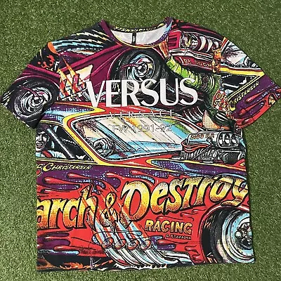 Versus Versace T-shirt Racing All Over Print Designer Men’s Medium M Tee AOP • $119.99