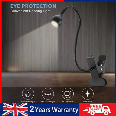 £6.59 • Buy USB Clip On Desk Lamp Flexible Clamp Reading Light LED Bed Table Bedside Night