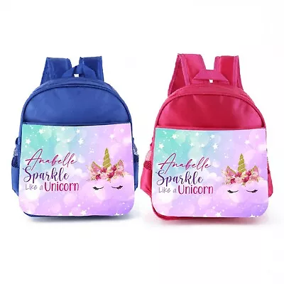 Personalised School Backpack Unicorm Toddler Rucksack Kids Lunch Food Bag • £13.50